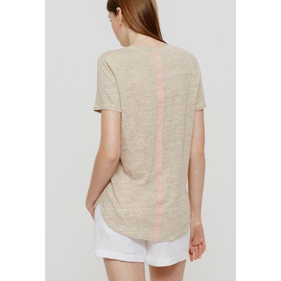 Lou & Grey Linen V-Neck Lineback Tee Size S - Picture 1 of 6